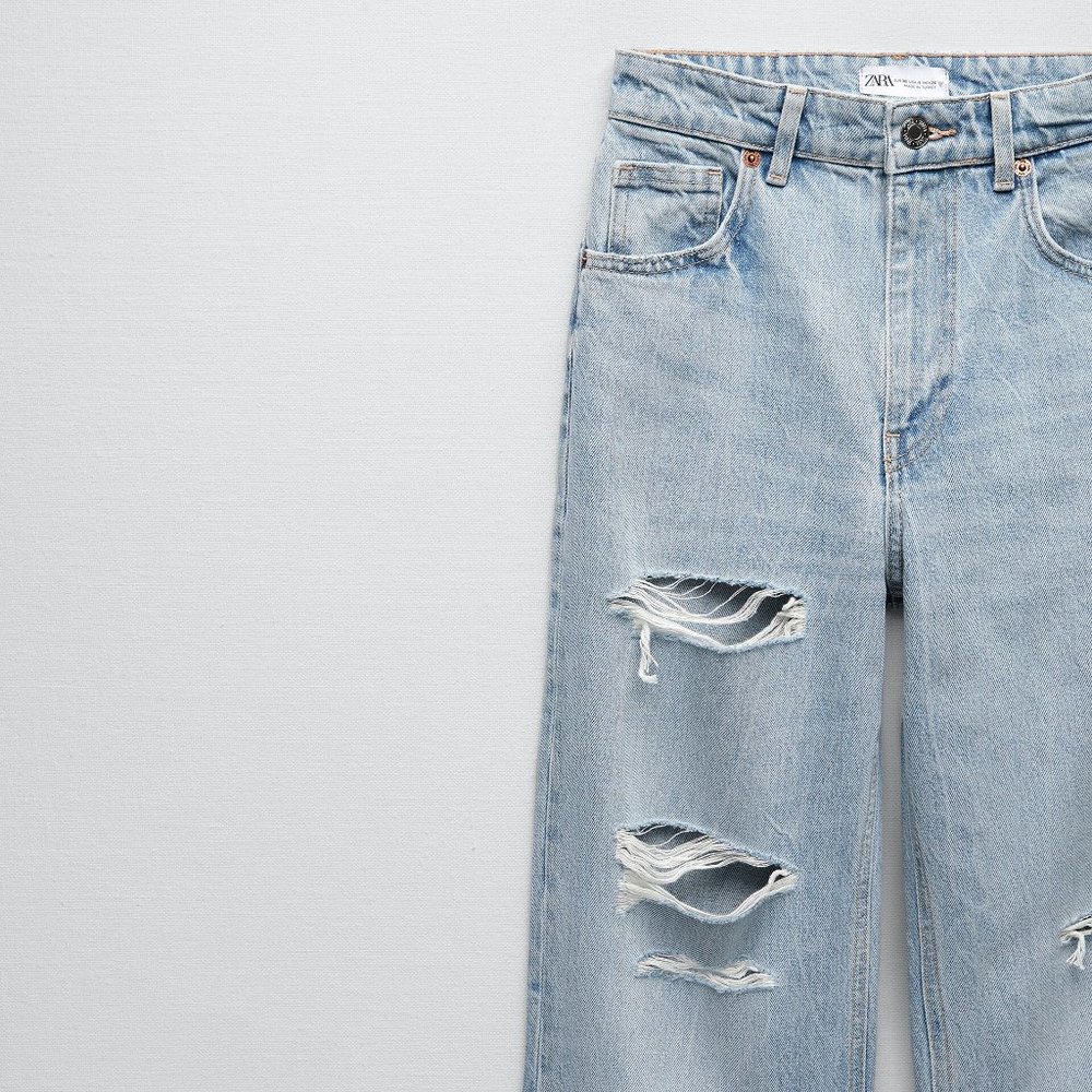 Zara Ripped Wide Leg Jeans - Picture 4 of 11